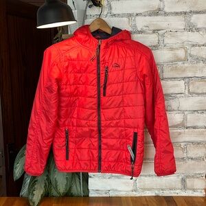 LlBean Kids’ PrimaLoft Packaway Hooded Jacket, Bright Red